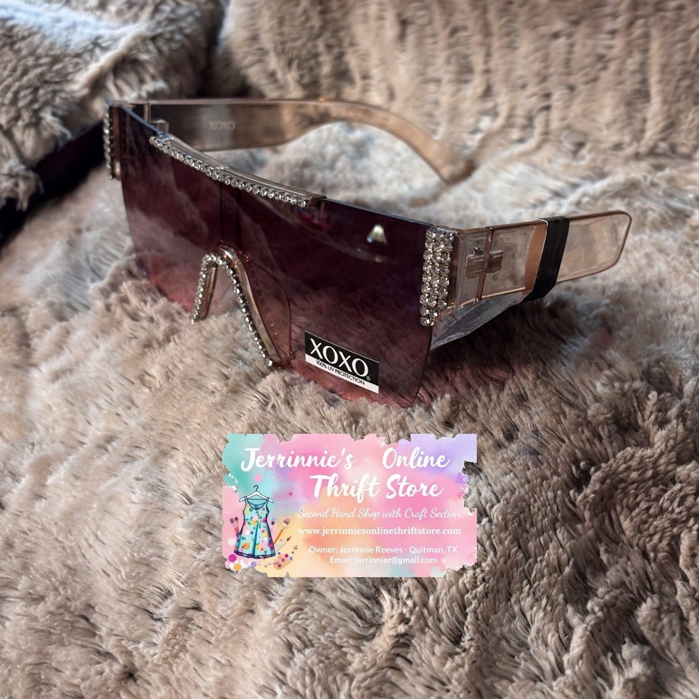 XOXO Rhinestone Sunglasses Lens Oversized Rimless - Picture 3 of 4